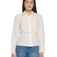 Calvin Klein Women's Ruched Button FronT-Shirt White Size Medium