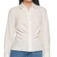 Calvin Klein Women's Ruched Button Front Shirt White Size Small