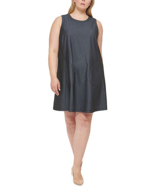 Calvin Klein Women's Denim Shift Dress Blue Size 20W