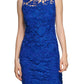 Calvin Klein Women's Sleeveless Lace Sheath Dress Blue Size 10