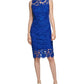 Calvin Klein Women's Sleeveless Lace Sheath Dress Blue Size 10