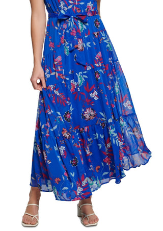 Calvin Klein Women's Tiered Belted Dress Blue Size 12