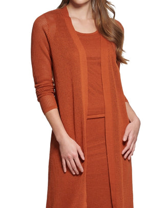 Calvin Klein Women's Mesh Knit Duster Cardigan Brown Size Small