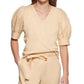 Calvin Klein Women's Puff Sleeve Cotton Sweatshirt Brown Size X-Large