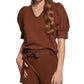 Calvin Klein Women's Puff Sleeve Cotton Sweatshirt Brown Size Large