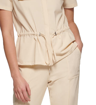 Calvin Klein Women's Short Sleeve Drawstring Waist Jacket Brown