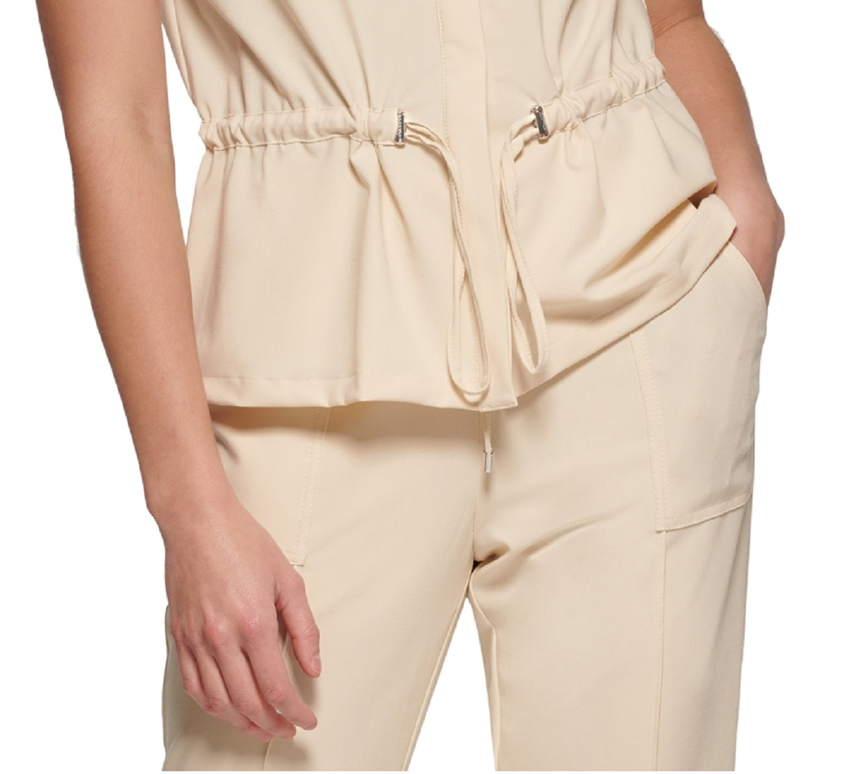 Calvin Klein Women's Short Sleeve Drawstring Waist Jacket Brown