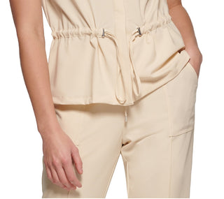 Calvin Klein Women's Short Sleeve Drawstring Waist Jacket Brown