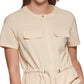 Calvin Klein Women's Short Sleeve Drawstring Waist Jacket Brown Size Small