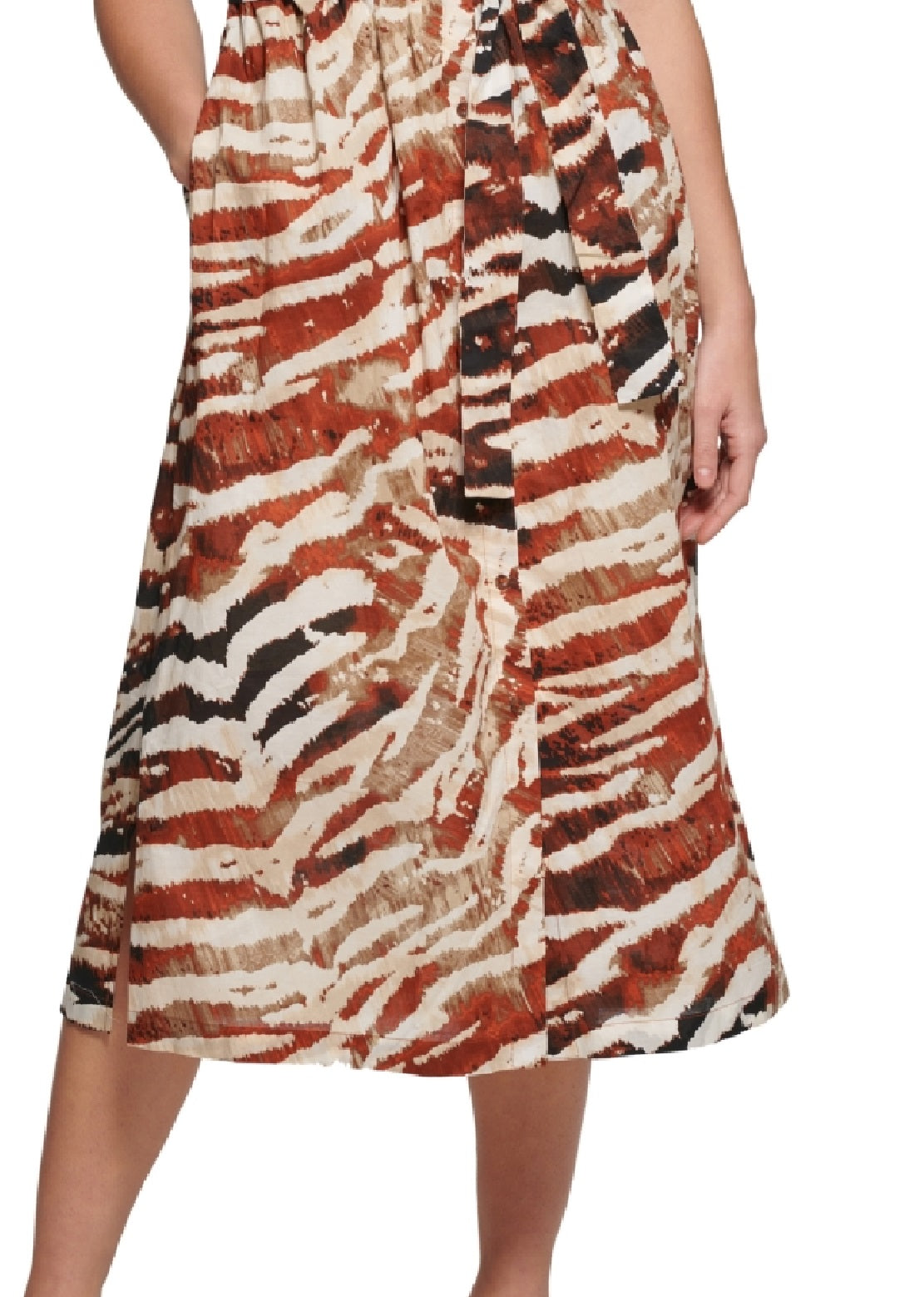 Calvin Klein Women's Animal Print Puff Sleeve Midi Shirtdress Assorted Size 14