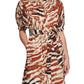 Calvin Klein Women's Animal Print Puff Sleeve Midi Shirtdress Brown Size 2