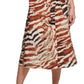 Calvin Klein Women's Animal Print Puff Sleeve Midi Shirtdress Brown Size 2