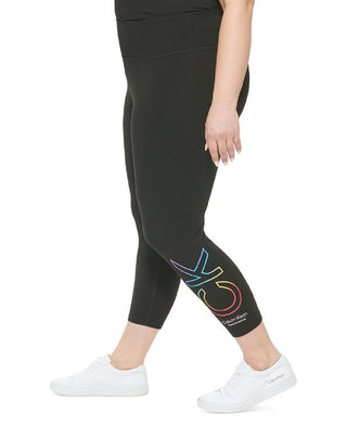 Calvin Klein Women's Performance Plus Pride Ombre Logo 7/8 Leggings Black Size 2X