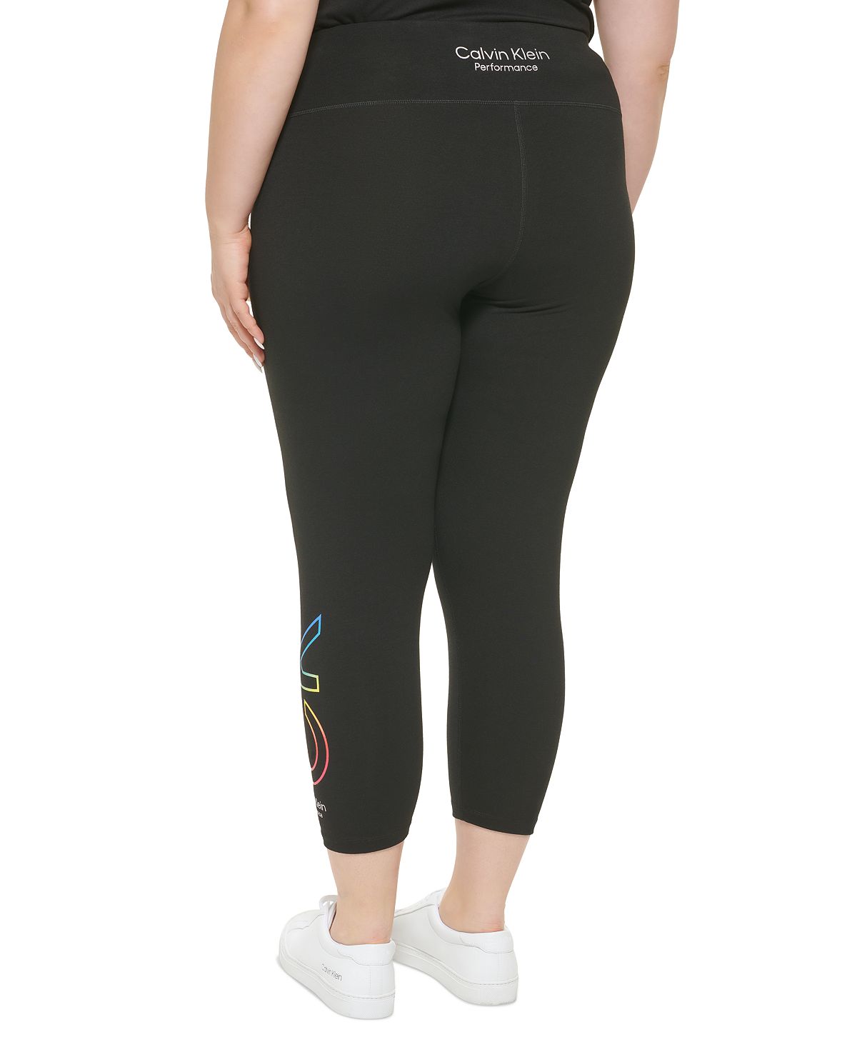 Calvin Klein Women's Performance Plus Pride Ombre Logo 7/8 Leggings Black Size 2X