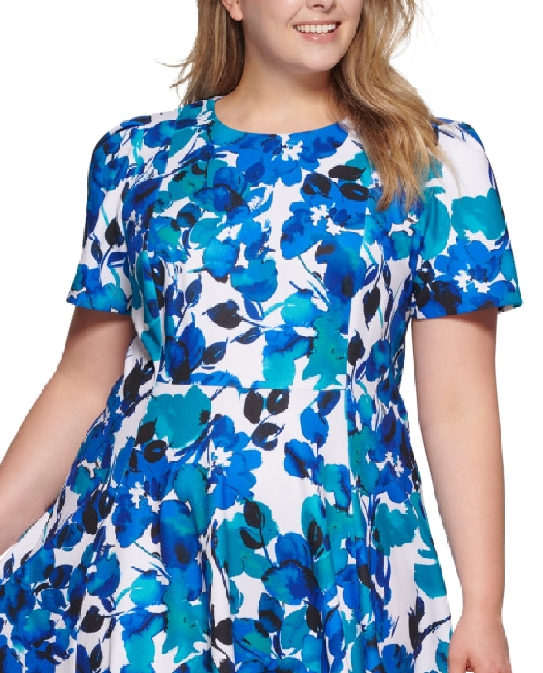 Calvin Klein Women's Floral Print Dress Blue Size Petite Small