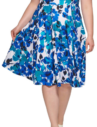 Calvin Klein Women's Floral Print Dress Blue Size Petite Small
