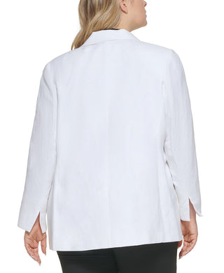 Calvin Klein Women's Open Front Shawl Collar Blazer White Size 18W