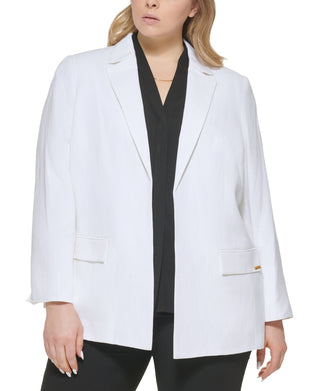 Calvin Klein Women's Open Front Shawl Collar Blazer White Size 18W