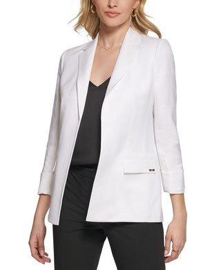 Calvin Klein Women's Open Front Linen Jacket White Size 6