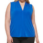 Calvin Klein Women's Solid V Neck Top Blue Size 1X
