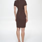 Calvin Klein Women's Solid Faux Leather Tie Waist Sheath Dress Brown Size 4