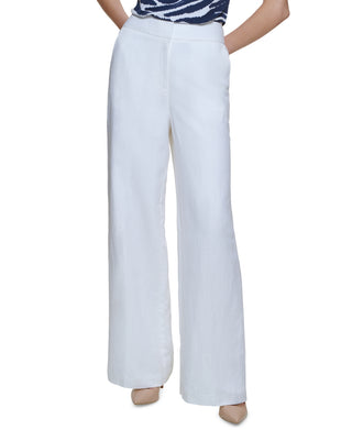 Calvin Klein Women's High Rise Wide Leg Pants White Size 12Petite