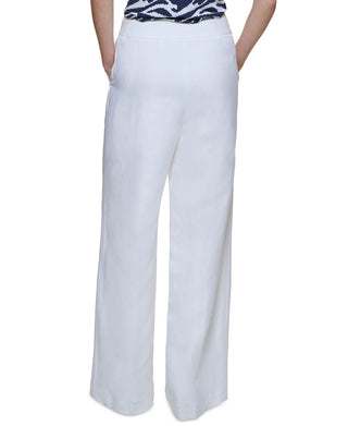Calvin Klein Women's High Rise Wide Leg Pants White Size 8 Petite