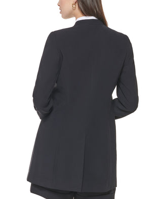 Calvin Klein Women's Open Front Long Blazer Blue Size 4Petite