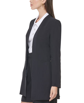 Calvin Klein Women's Open Front Long Blazer Blue Size 4Petite