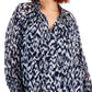 Calvin Klein Women's Printed Tie Neck Top Blue Size 2X
