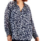 Calvin Klein Women's Printed Tie Neck Top Blue Size 2X