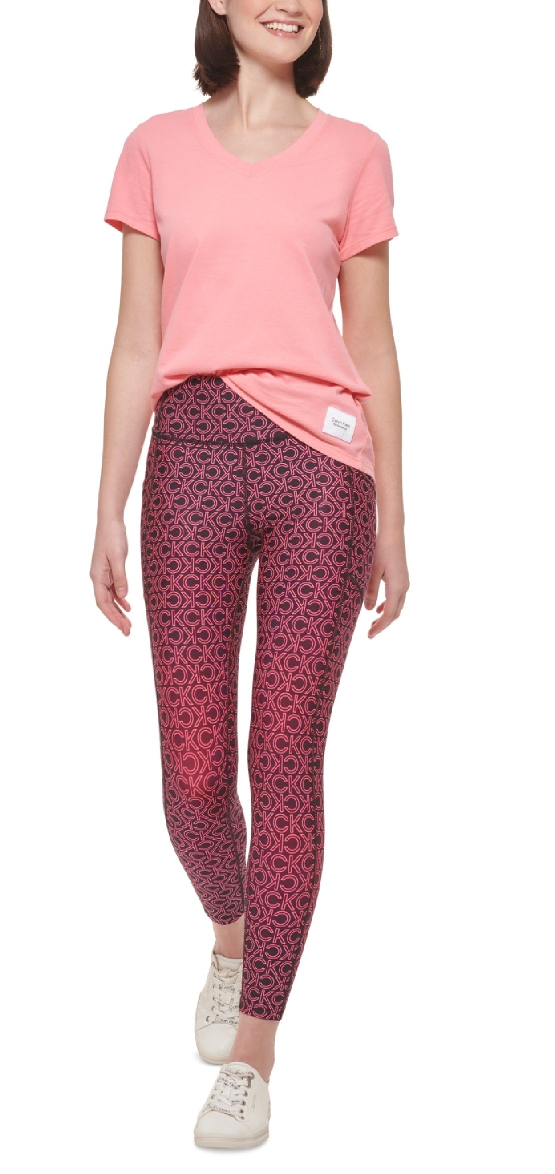 Calvin Klein Women's Printed High Rise 7/8 Leggings Orange Size Large