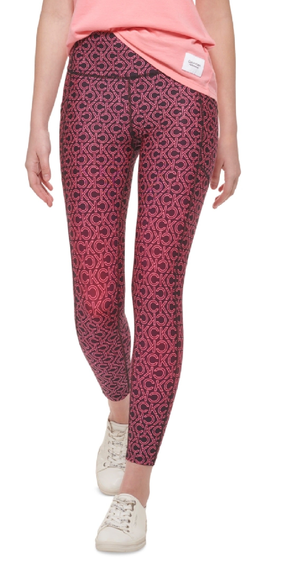 Calvin Klein Women's Printed High Rise 7/8 Leggings Orange Size Large