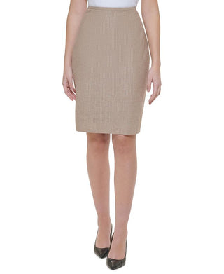 Calvin Klein Women's Pinstriped Pencil Skirt Brown Size 4Petite