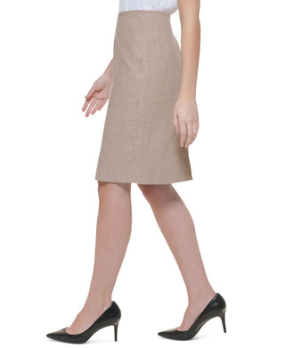 Calvin Klein Women's Pinstriped Pencil Skirt Brown Size 4Petite