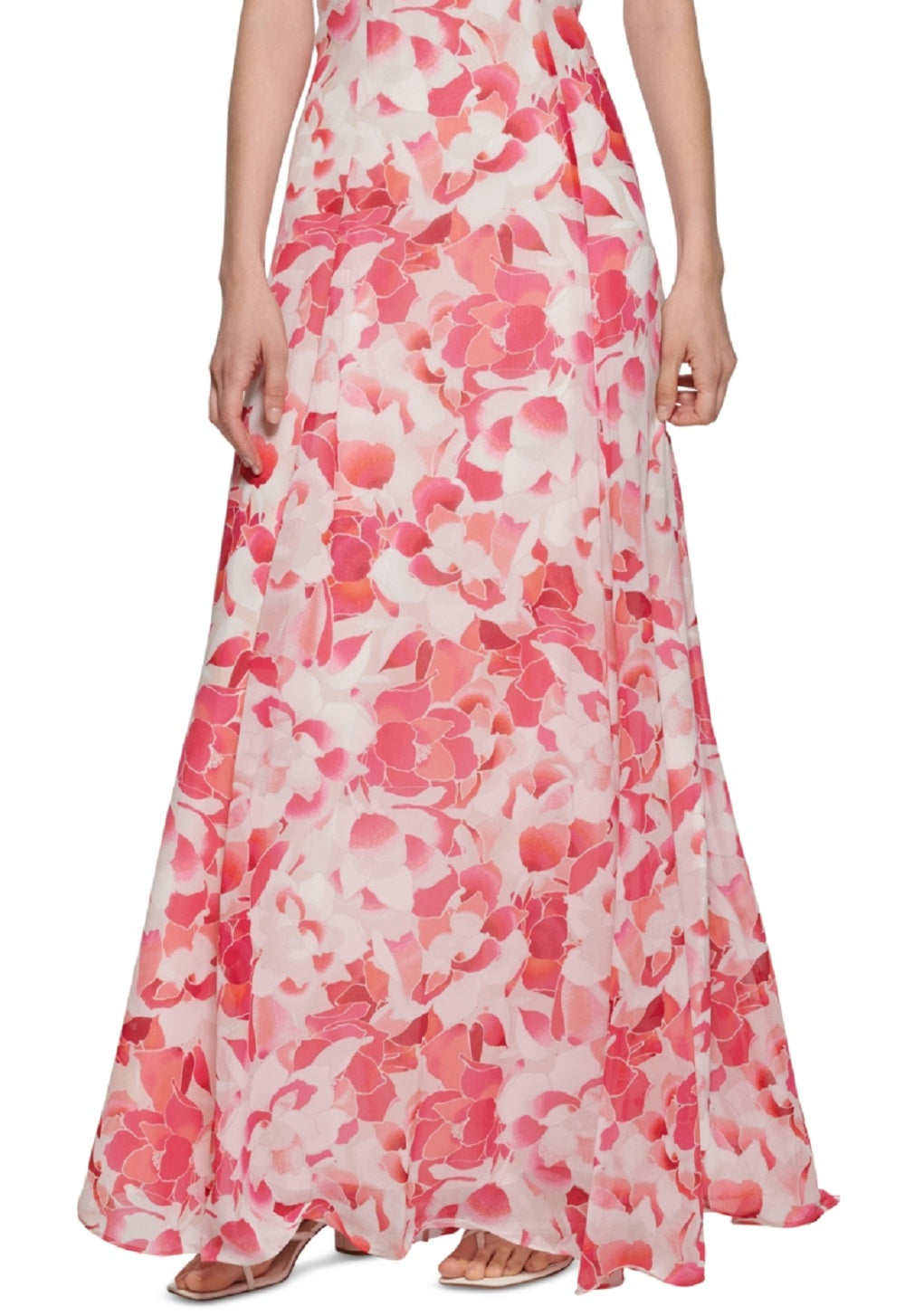 Calvin Klein Women's Floral Strappy Back Gown Pink Size 6