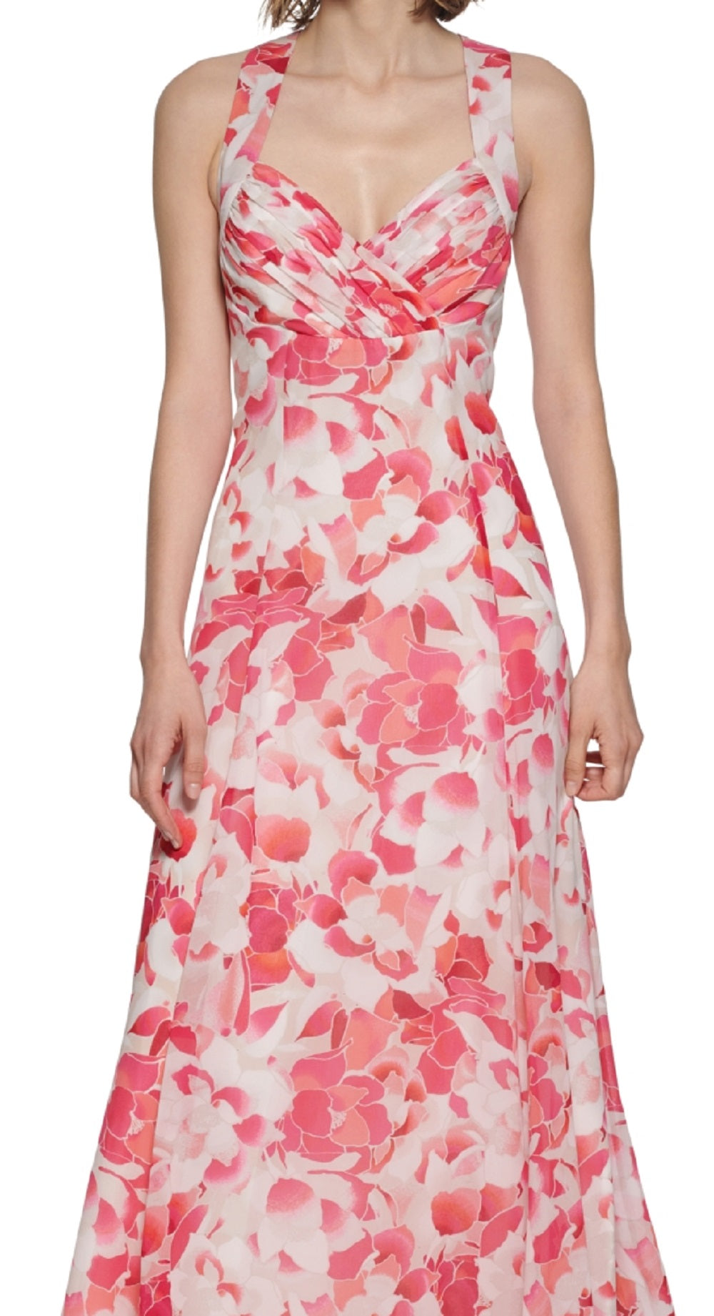 Calvin Klein Women's Floral Strappy Back Gown Pink Size 4