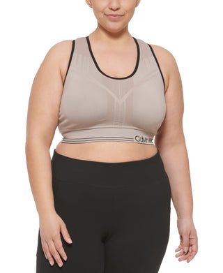 Calvin Klein Women's Reversible Medium Impact Sports Bra Brown Size 3X