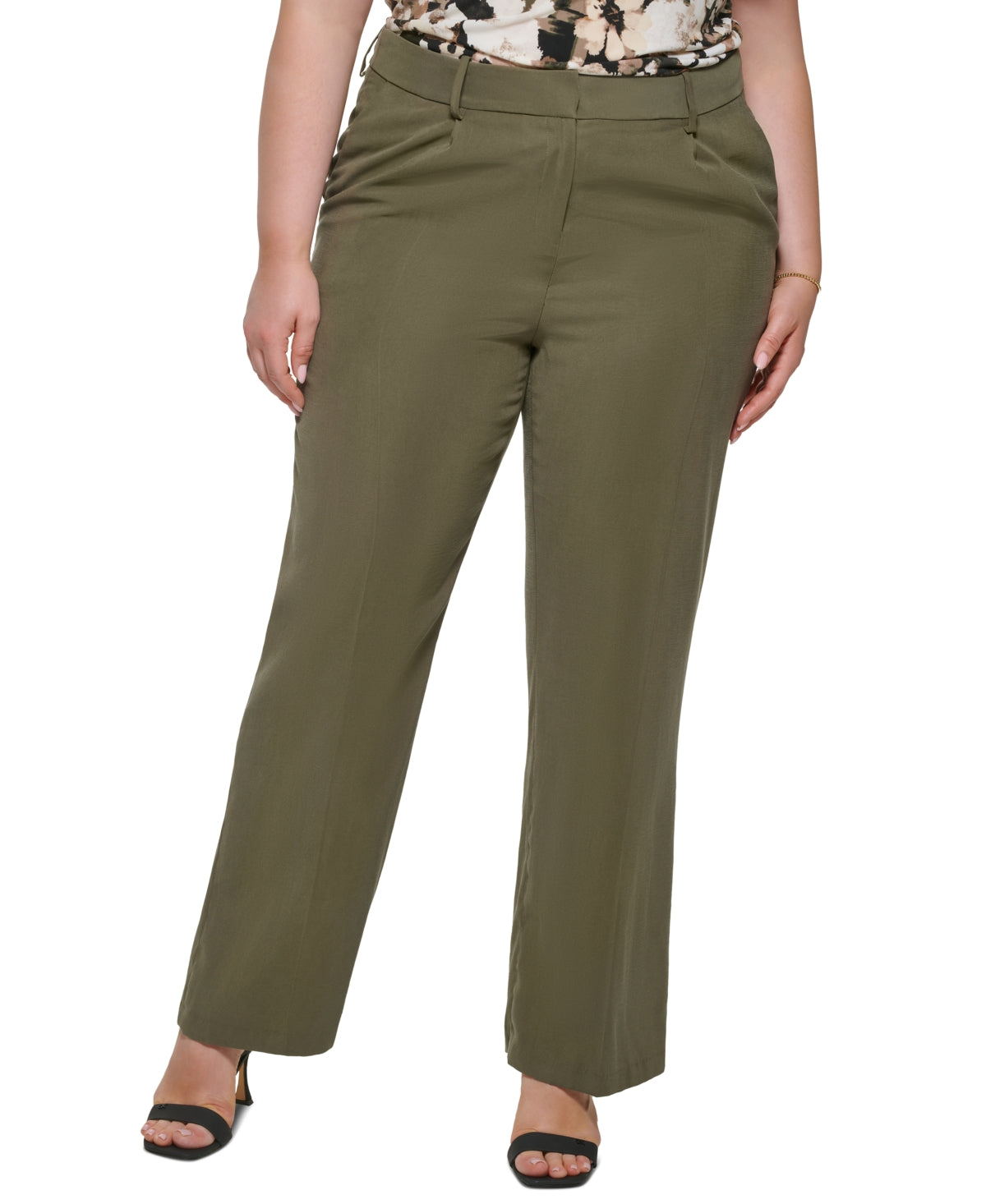 Calvin Klein Women's Wide Leg Pants Green Size 18W