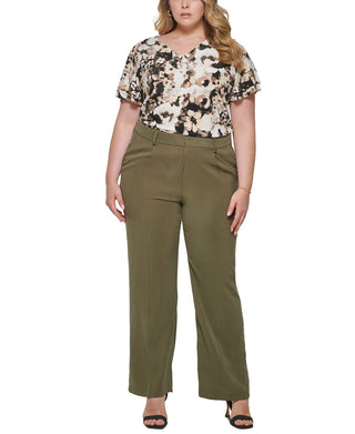 Calvin Klein Women's Wide Leg Pants Green Size 16W