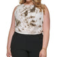 Calvin Klein Women's Tie Dyed Pleated Blouse Green Size 3X