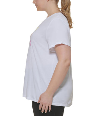 Calvin Klein Women's Triple Logo T Shirt White Size 1X