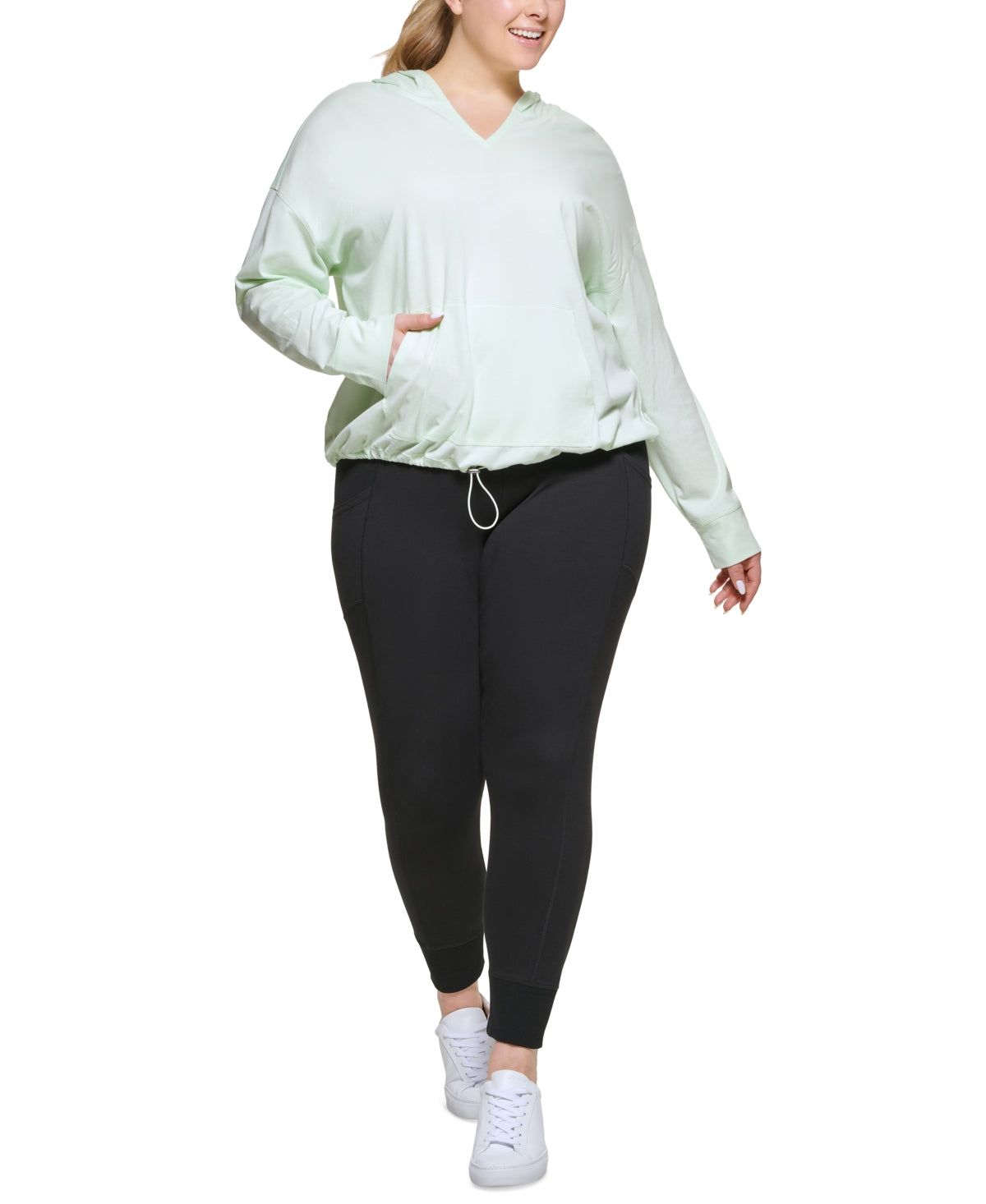 Calvin Klein Women's Hooded T-Shirt Green Size 2X