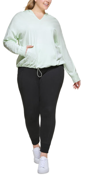 Calvin Klein Women's Hooded T Shirt Green Size 1X