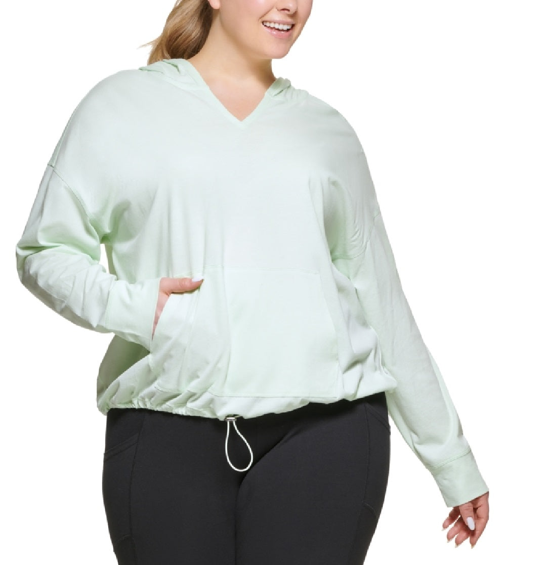 Calvin Klein Women's Hooded T Shirt Green Size 1X