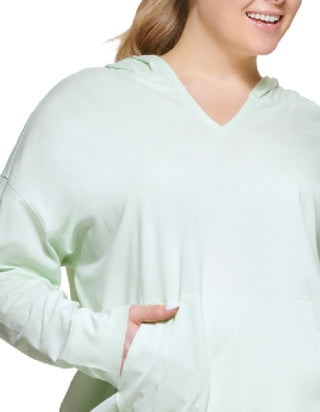 Calvin Klein Women's Hooded T Shirt Green Size 1X