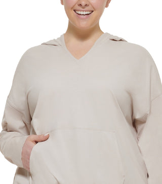 Calvin Klein Women's Performance Plus Hooded T-Shirt Beige Size 2X