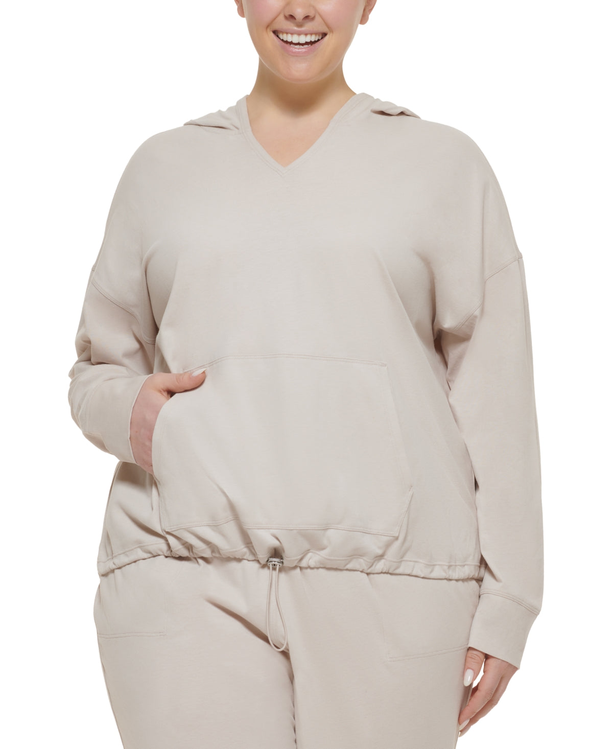 Calvin Klein Women's Performance Plus Hooded T-Shirt Beige Size 2X