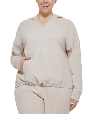 Calvin Klein Women's Hooded T-Shirt Brown Size 1X