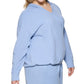 Calvin Klein Women's Cotton Drop Shoulder Pullover Top Blue Size 3X